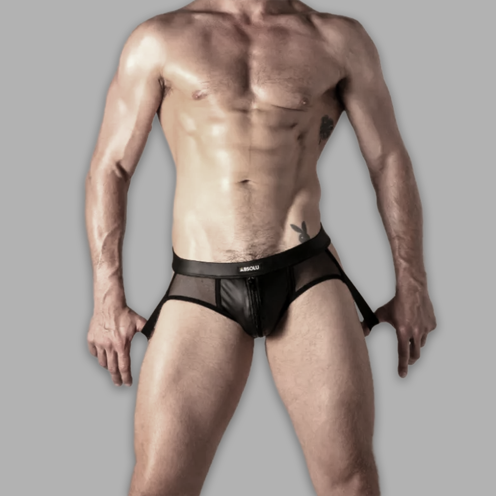 Rebel Zip Jockbrief Herren Wetlook Mesh Frontansicht