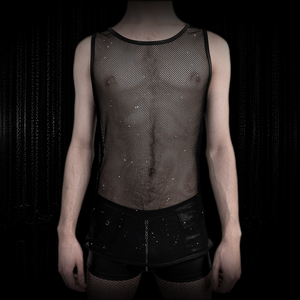 Diamond Mesh Tank Top schwarz