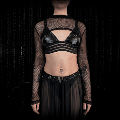 Linda Crop Top Diamond Mesh Female