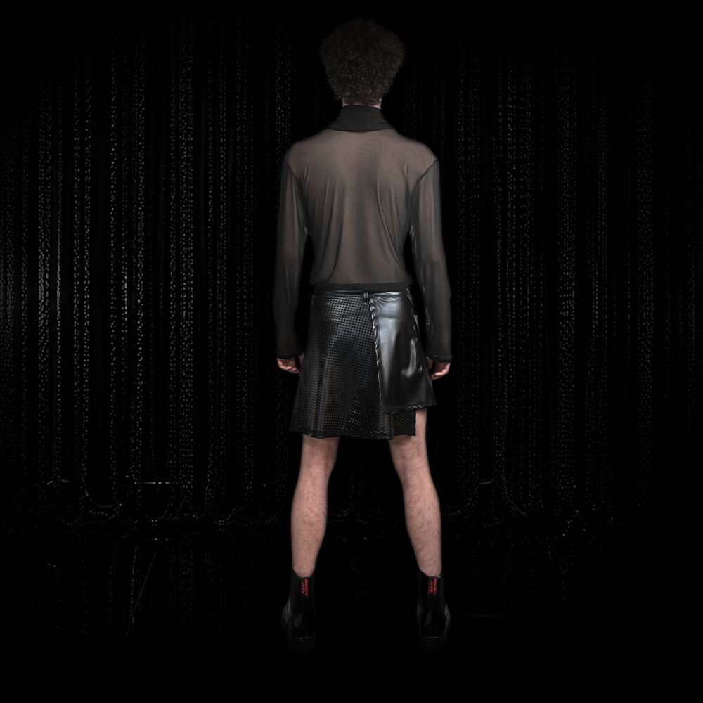 Herrenrock ZANE Kunstleder kombiniert mit Mesh Shirt KIAN