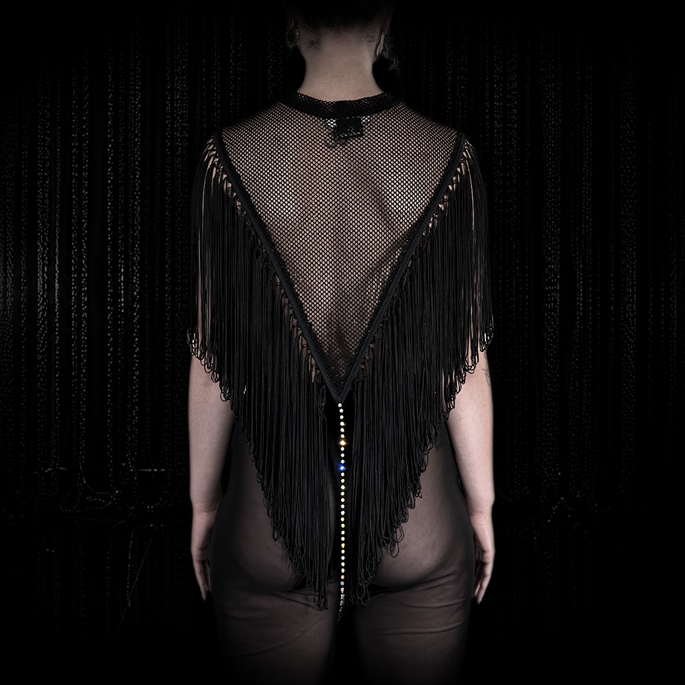 Fransen Poncho ELIX aus Diamond Mesh mit Kristall-Detail – Bild 2