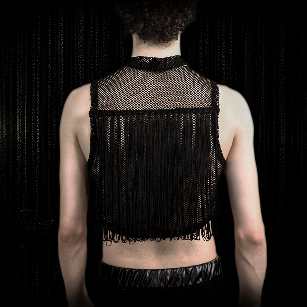Diamond Mesh Top Vena mit Fransen Male – Bild 2