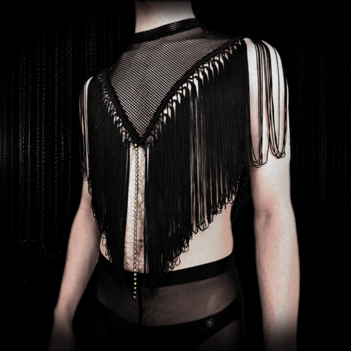 Alternative view of Fransen Poncho ELIX aus Diamond Mesh mit Kristall-Detail Male