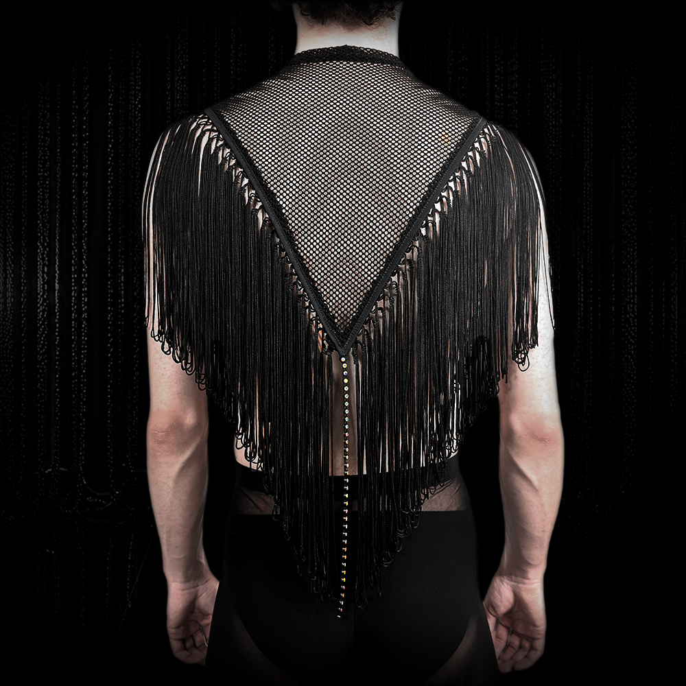 Fransen Poncho ELIX aus Diamond Mesh mit Kristall-Detail Male – Bild 4