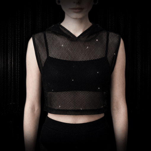 Croptop mit Hoodie Diamond Mesh Female