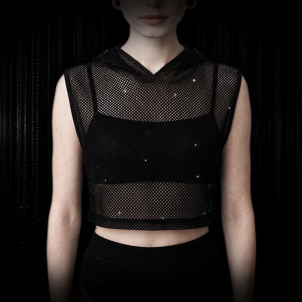 Croptop mit Hoodie Diamond Mesh Female
