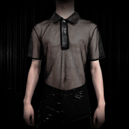 Diamond Mesh Polo Shirt schwarz