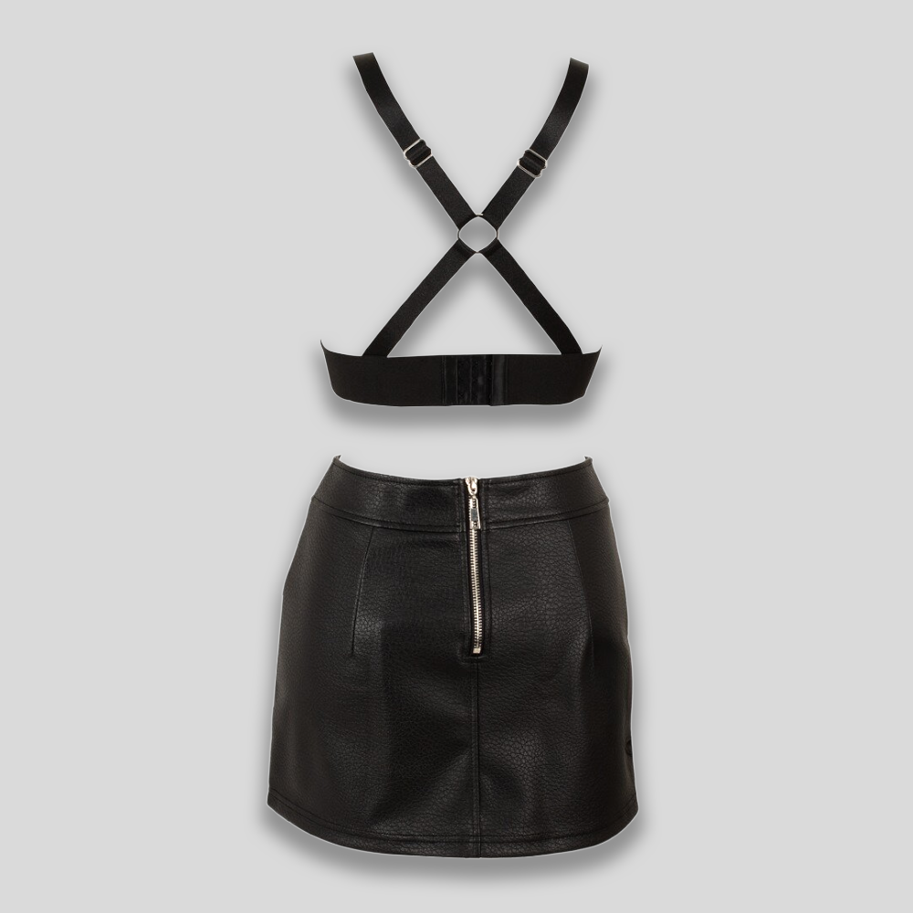 Schwarzer Rock mit silbernen Zipper Details