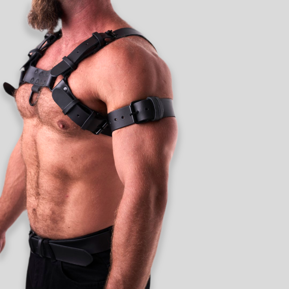 Bicepsband robustes Leder schwarz – Bild 2