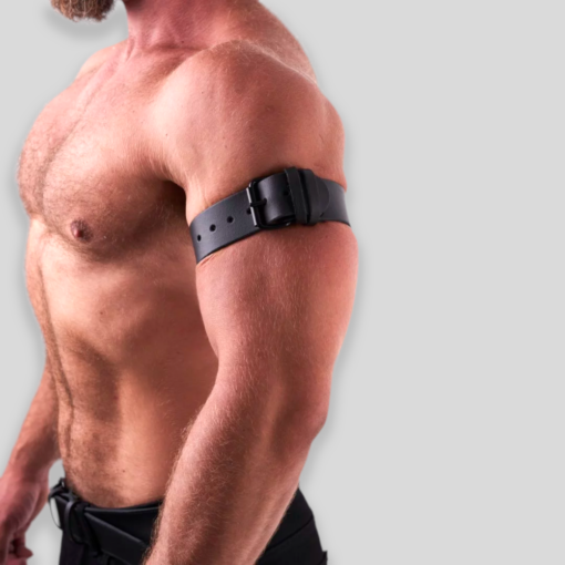 Bicepsband robustes Leder schwarz