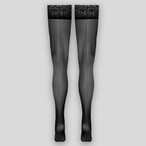 Black hold-up stockings with back seam
