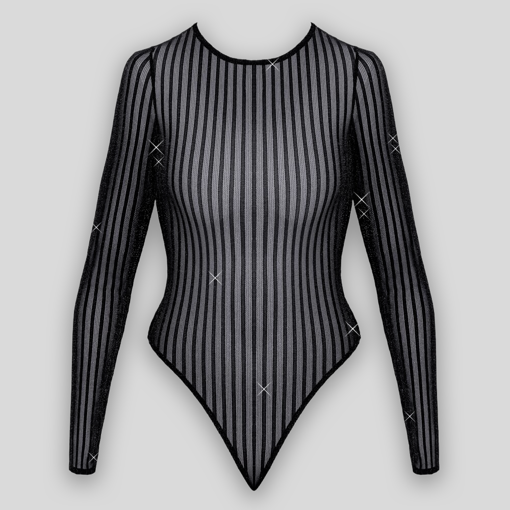 Rückenfreier Damen Body schwarz mit Riostring und Nackenbindung