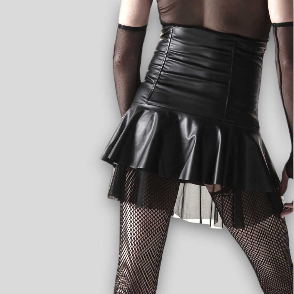 Crossdress Minirock hoch tailliert Schwarz – Bild 4