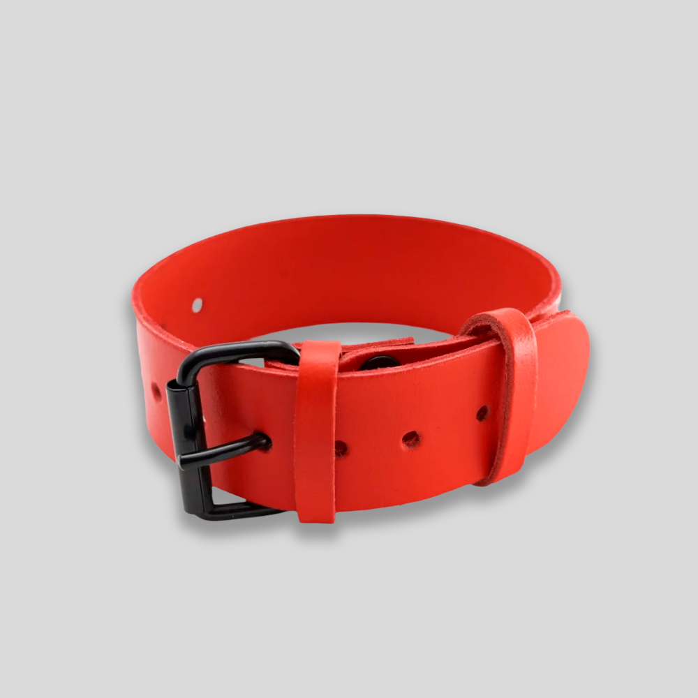 Bicepsband robustes Leder rot – Bild 4