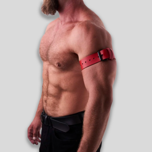 Bicepsband robustes Leder rot