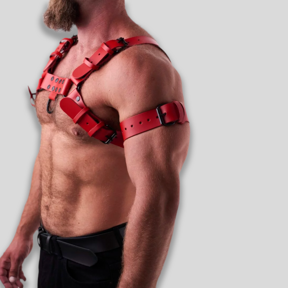 Bicepsband robustes Leder rot – Bild 2