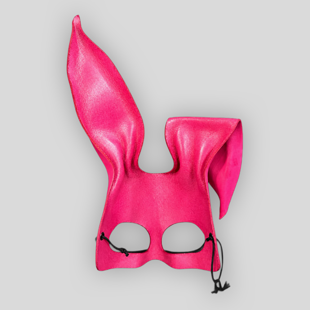 Echtledermaske BUNNY pink mit hängendem Ohr – Bild 3