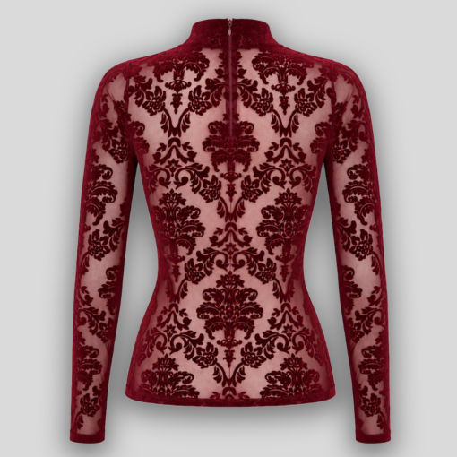 Langarmtop MASQUERADE aus transparentem beflocktem Mesh