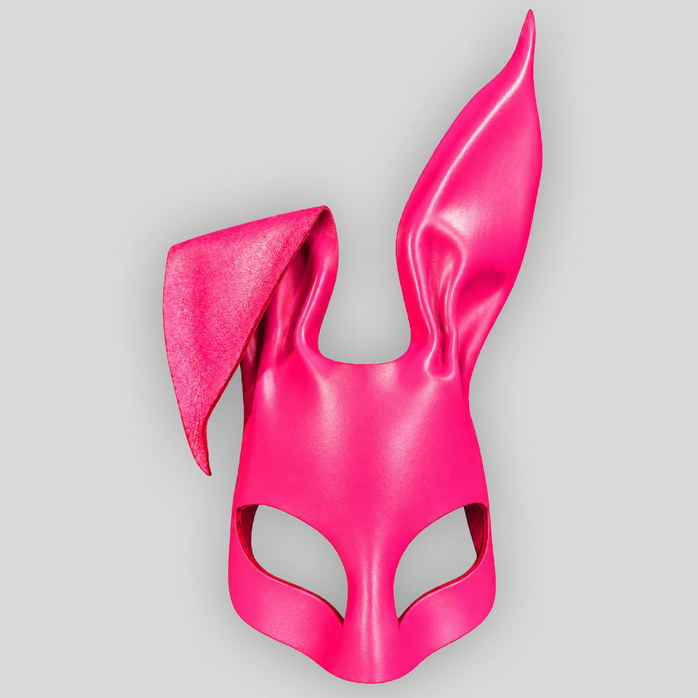 Echtledermaske BUNNY pink mit hängendem Ohr