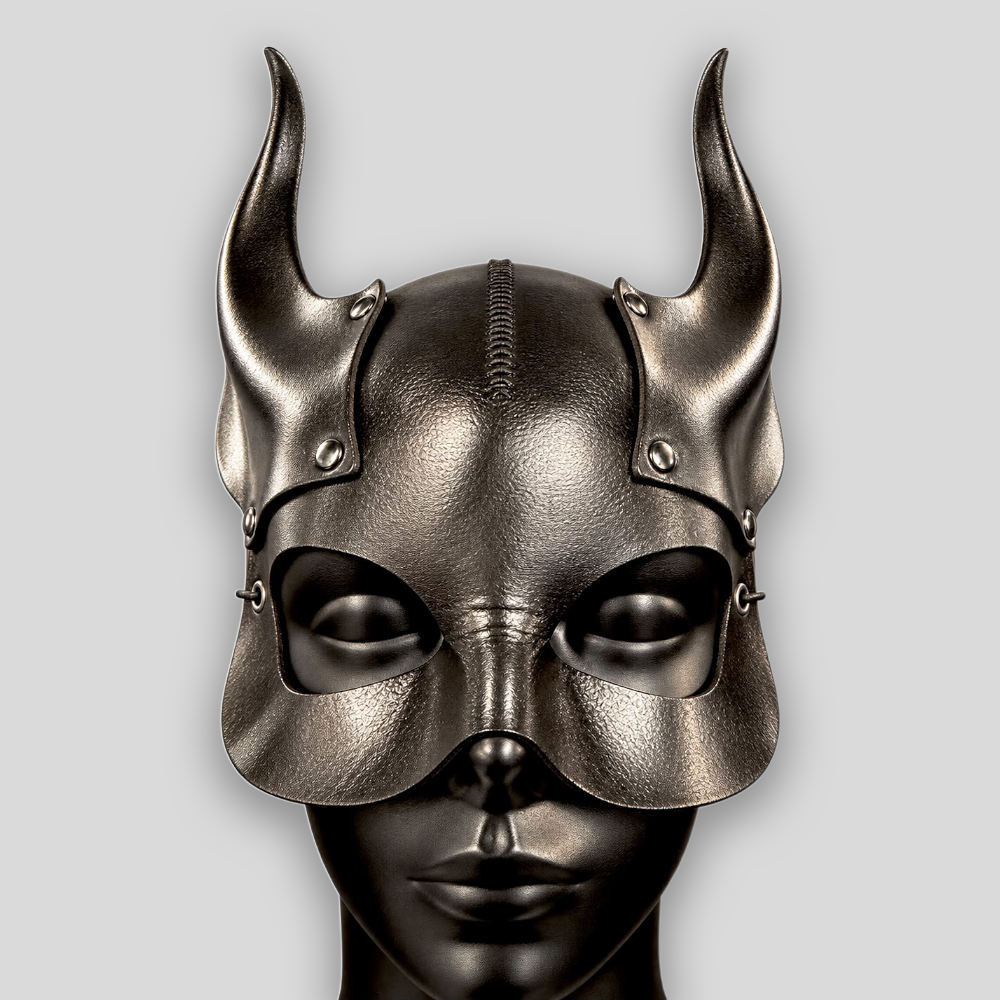 Echtledermaske DIABLO schwarz