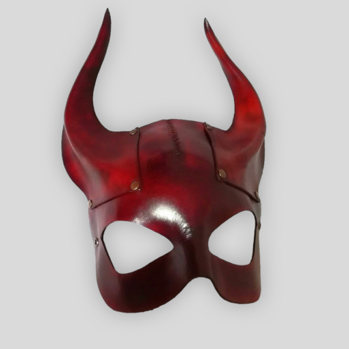 Echtledermaske DIABLO rot von Maskaras Barcelona