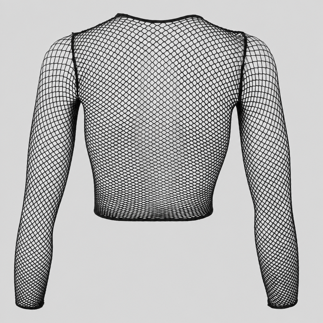 Mesh Langarm Top BASIC Schwarz – Rückansicht