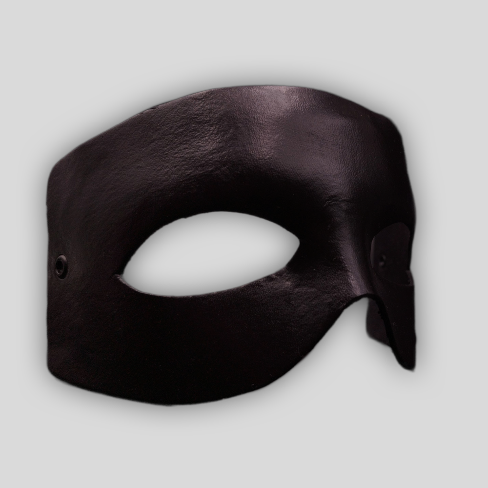 Echtledermaske RECTO aus schwarzem Leder von Maskaras Barcelona