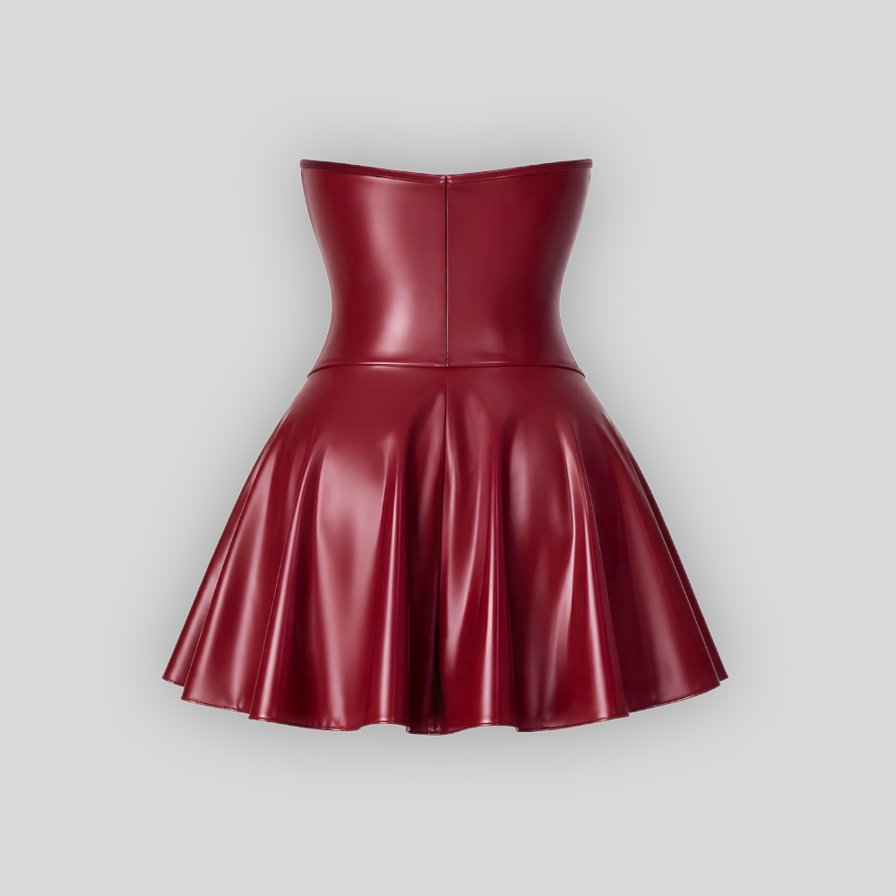 Corsagen-Minikleid Dark Romance Bordeauxrot – Bild 7
