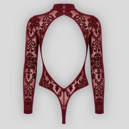 Noir Handmade MASQUERADE open back bodysuit burgundy