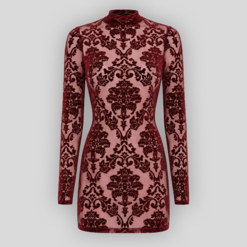 MASQUERADE Mesh Minikleid Rot mit Stehkragen