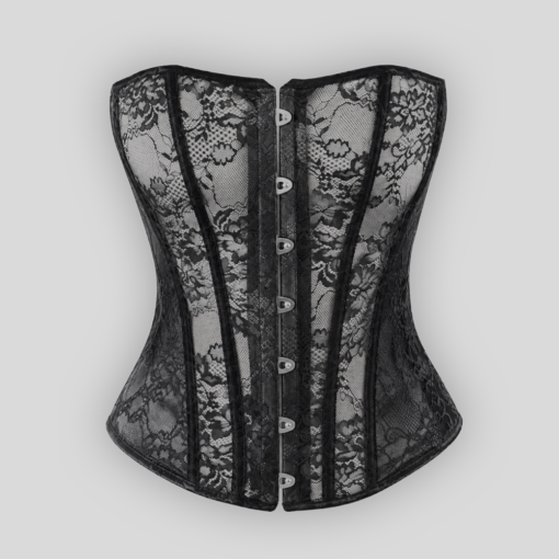Noir Handmade ONE MORE KISS Corsage mit Spitze und Powerwetlook – getragen von hinten