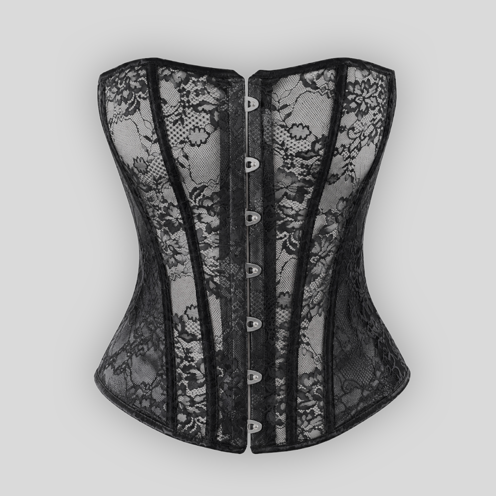 Noir Handmade ONE MORE KISS Corsage mit Spitze und Powerwetlook – getragen von hinten
