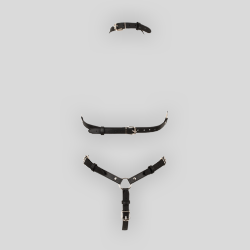 Weiche schwarze Polyurethan-Riemen am Fullbody Harness in edler Lederoptik